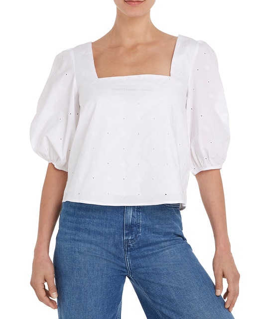 Imagen 0 de Blusa de mujer con cuello caja y media manga