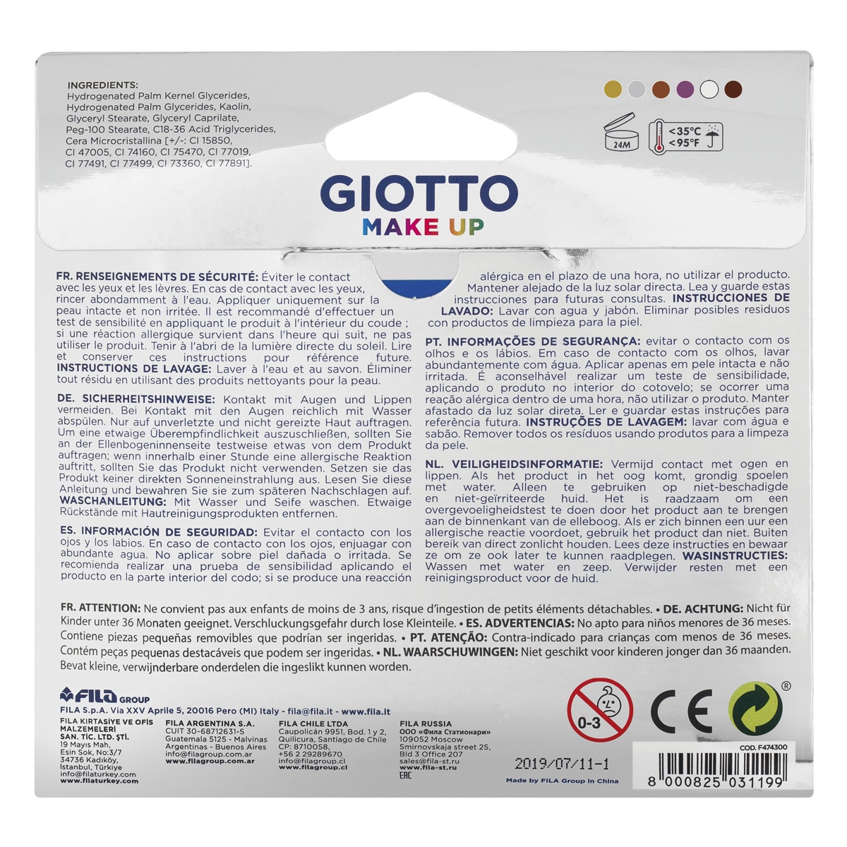 Set 6 lápices cosméticos Make Up Giotto metal 8