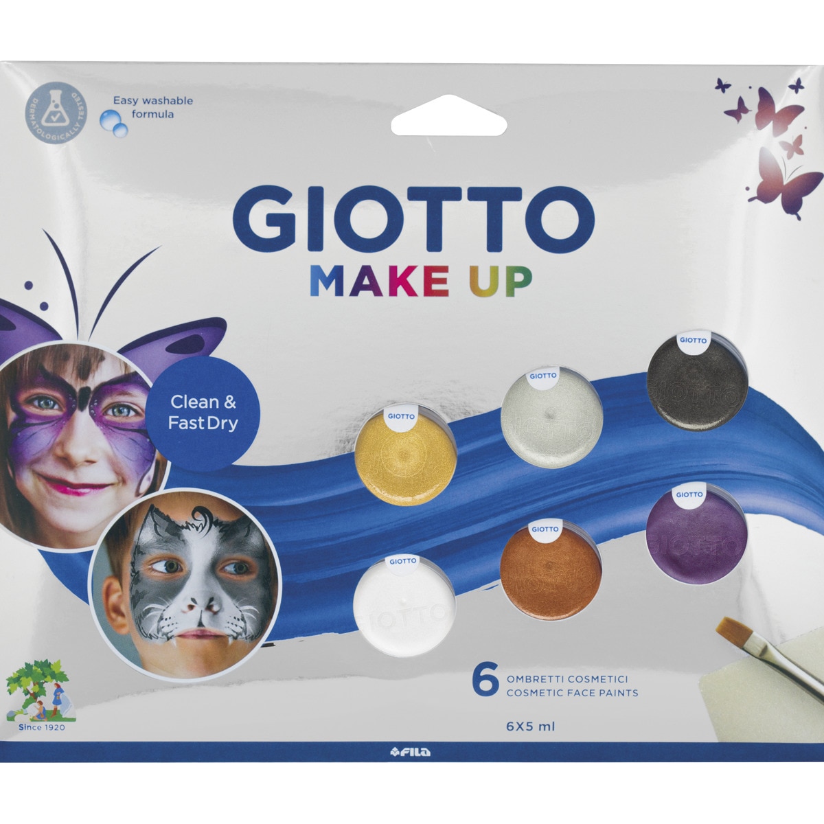 Imagen 0 de Set 6 unidades x 5 ml pintura facial cosmética Make Up Giotto metal