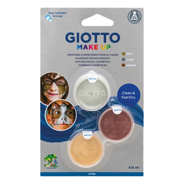 Imagen 0 de Blíster 3 unidades x 5 ml pintura facial cosmética Make Up Giotto metal