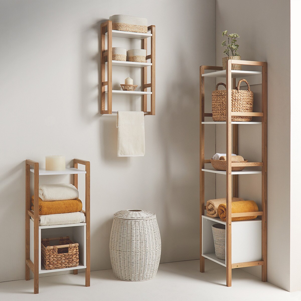 Armário de casa de banho Optimizy Carvalho / Branco-7