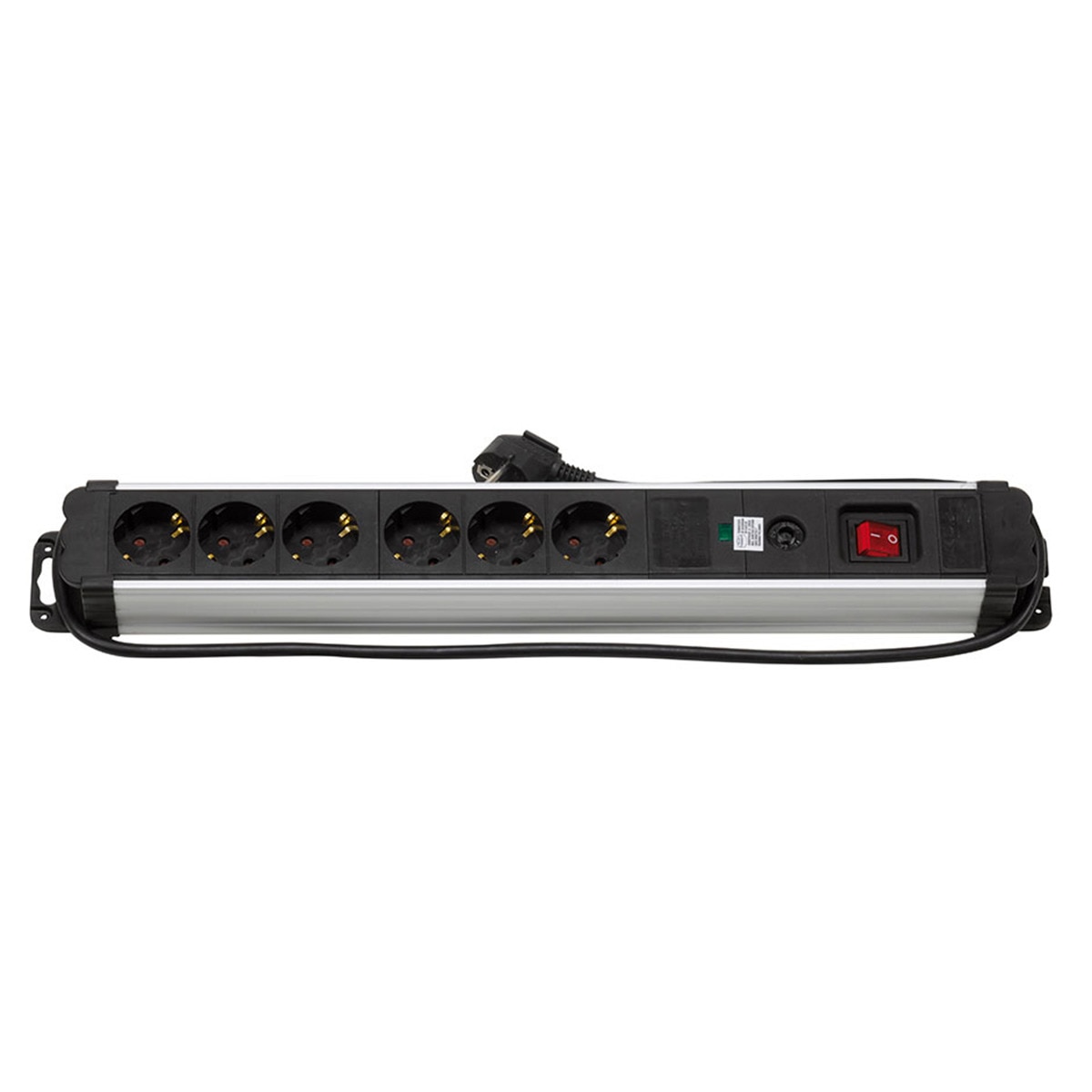 Base múltiple extrapower aluminio 1,5m cable con protección sobretensiones Simon Acero / Negro-1