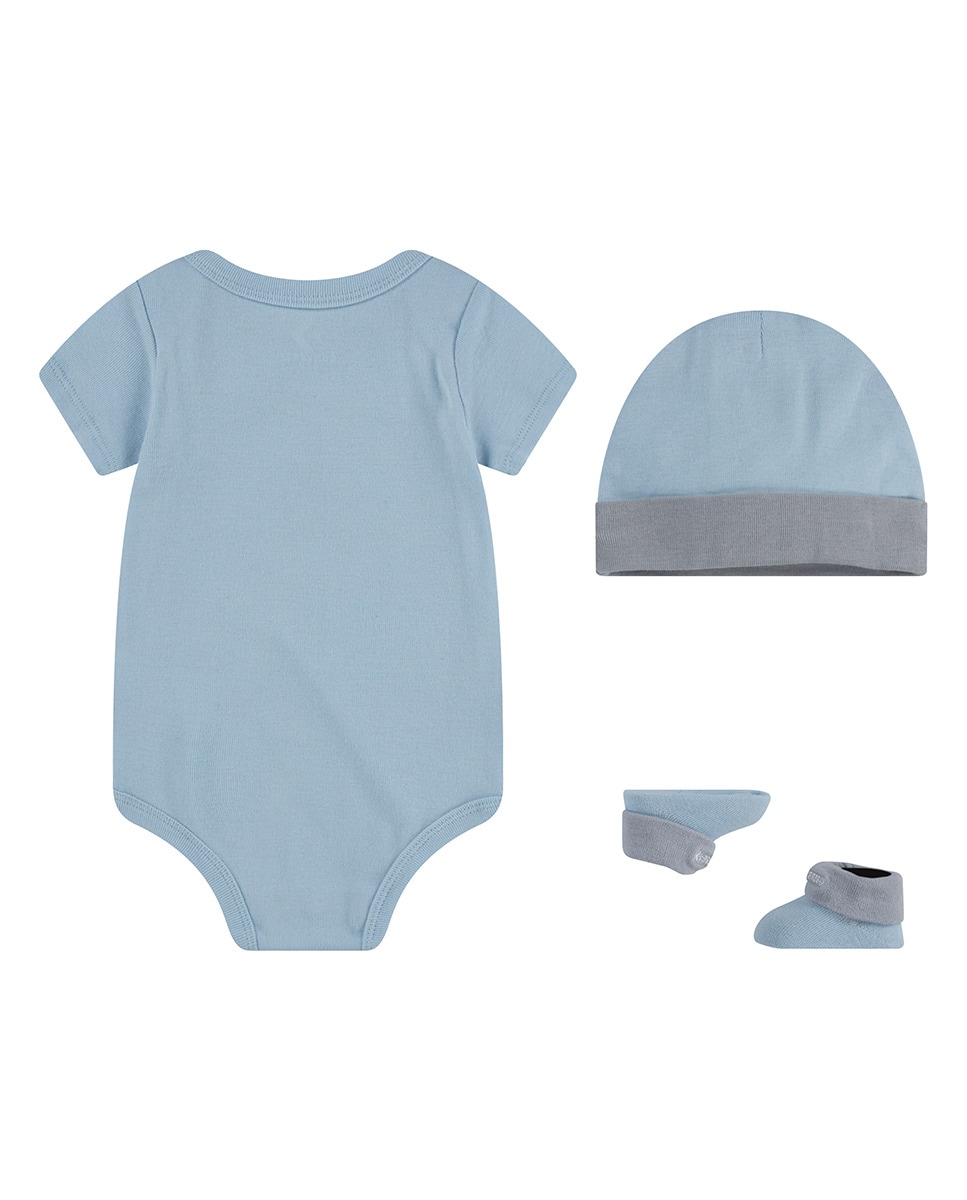 Conjunto de Macacão, Meias e Botas de Tricot de Bebé Converse Azul-2