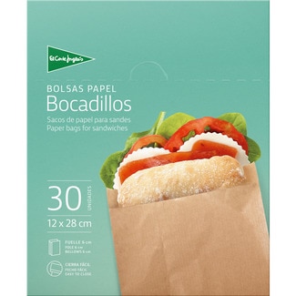 bolsa de papel para bocadillos con cierra fácil 12x28 cm estuche 30 unidades - El Corte Ingles