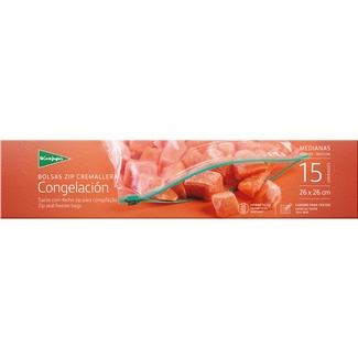 bolsas de congelación con zip cremallera 26x26 cm medianas con cuadro para textos caja 15 unidades - El Corte Ingles
