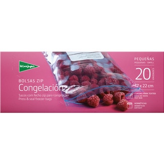 bolsas de congelación con zip hermético 17x22 cm pequeñas con cuadro para textos caja 20 unidades - El Corte Ingles