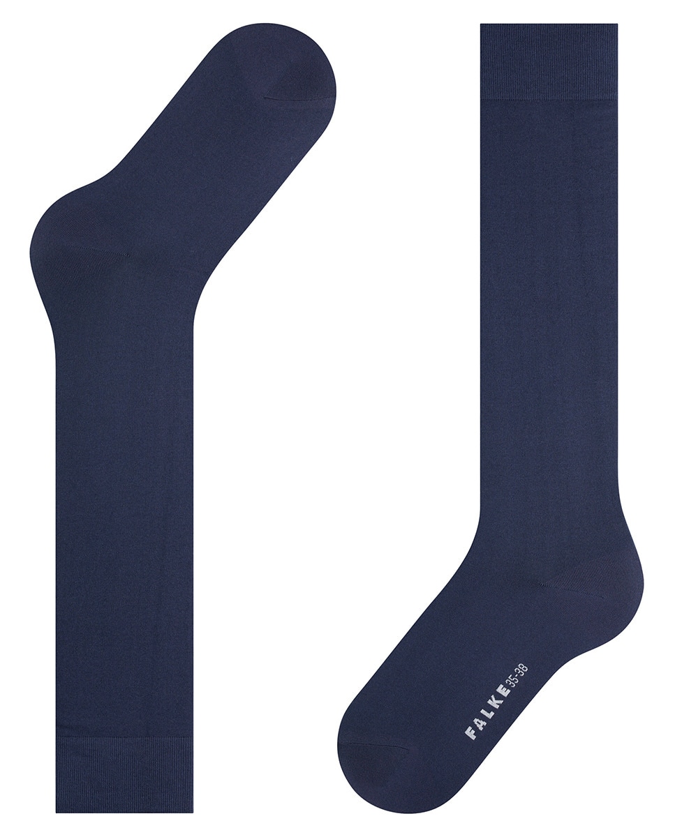 Meias Altas Básicas de Algodão Azul-4