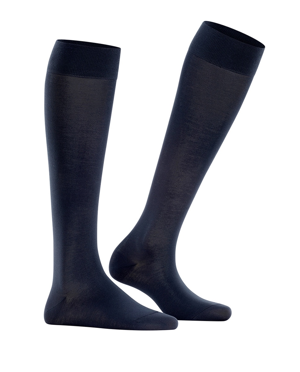 Meias Altas Básicas de Algodão Azul-1