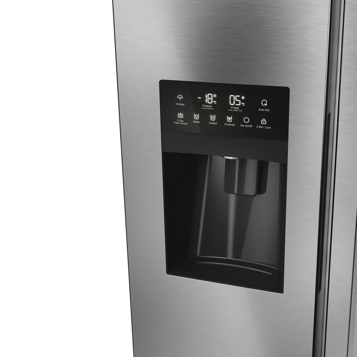 Frigorífico Americano Haier SBS 90 Series 5 HSR5918DIMP Total No frost, com Dispensador e de 177,5 cm - Inox Platino Inox-7