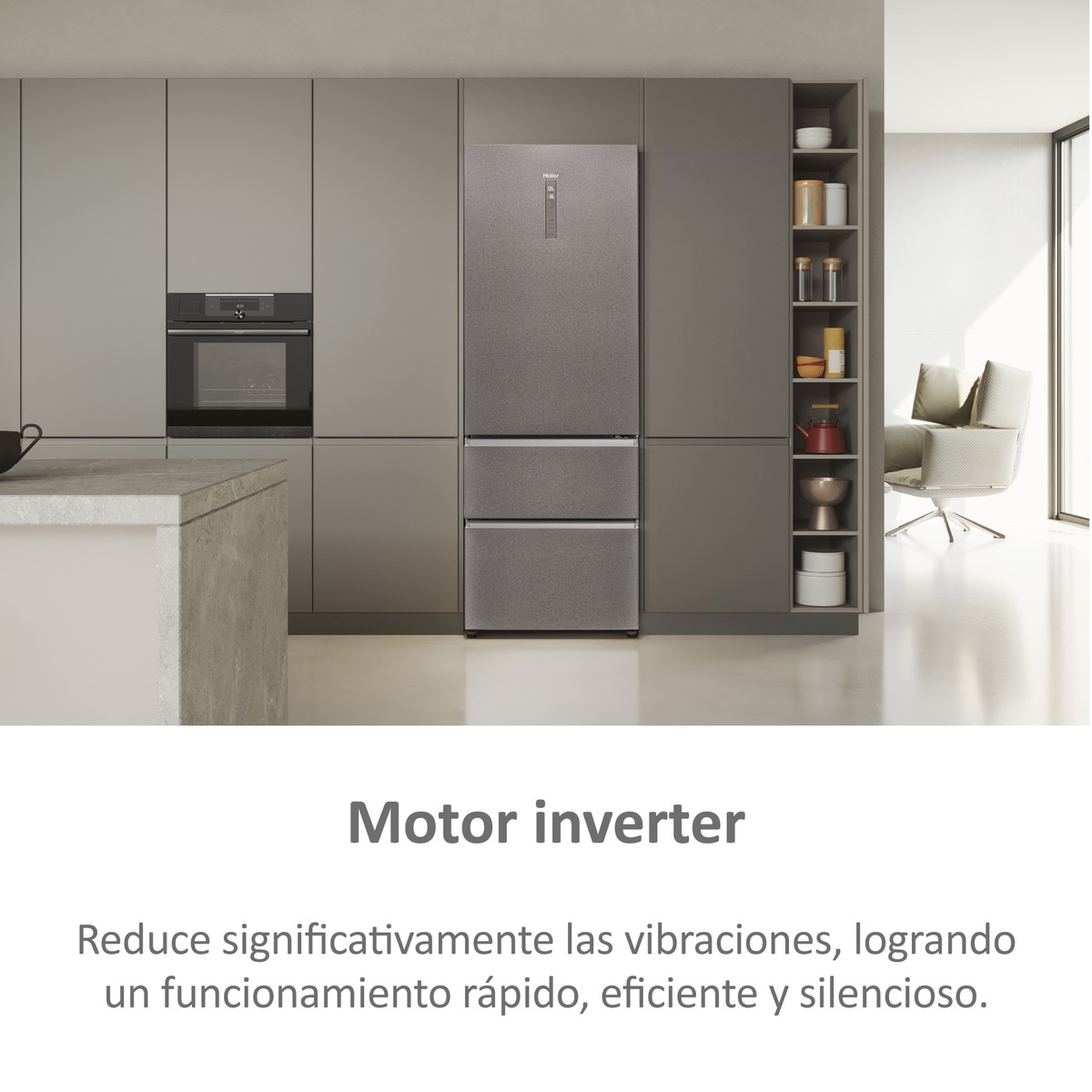 Frigorífico combi Haier, Total No Frost, 70 cm de ancho 3D 70 Series 7 - HTR7720DNMP Inox-7