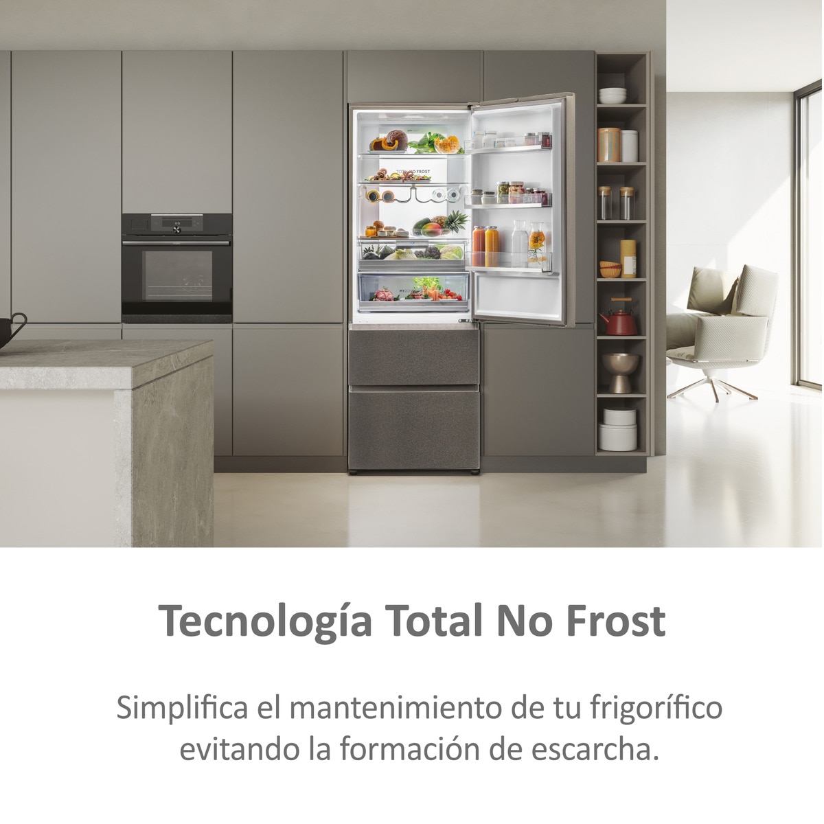 Frigorífico combi Haier, Total No Frost, 70 cm de ancho 3D 70 Series 7 - HTR7720DNMP Inox-8