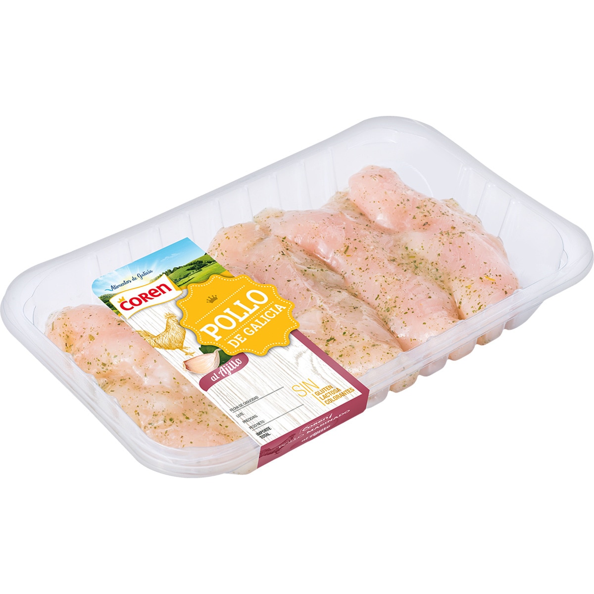 Supertiernos solomillo de pollo al ajillo sin gluten y sin lactosa bandeja 450 g peso aproximado