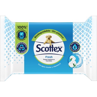 papel higiénico húmedo Fresh con agua micelar y vitamina E paquete 74 unidades - Scottex