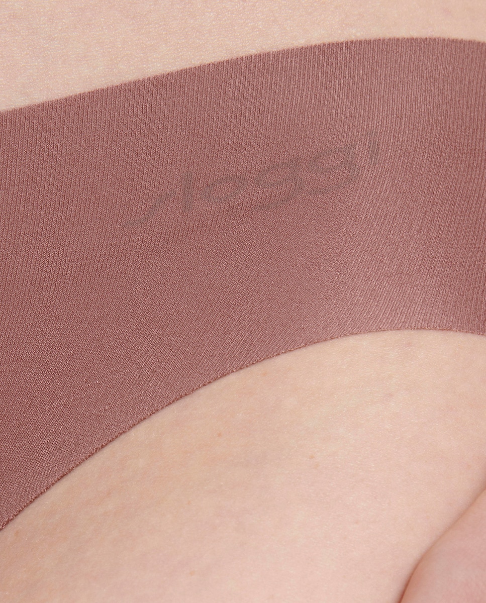 Cueca Culotte Tipo Tanga sem Costuras e em Modal Sustentável Bege-3