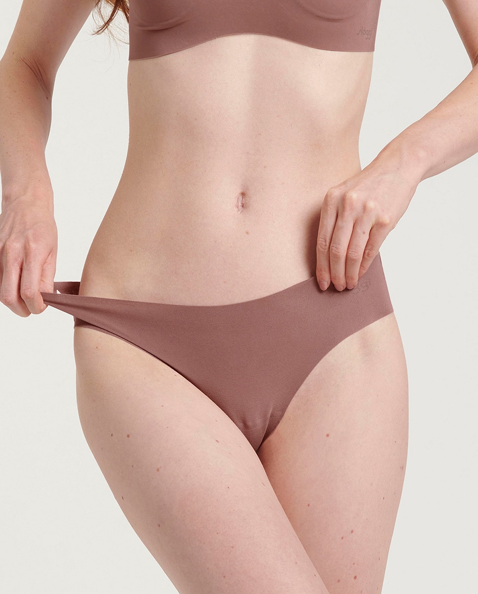 Cueca Culotte Tipo Tanga sem Costuras e em Modal Sustentável Bege-1