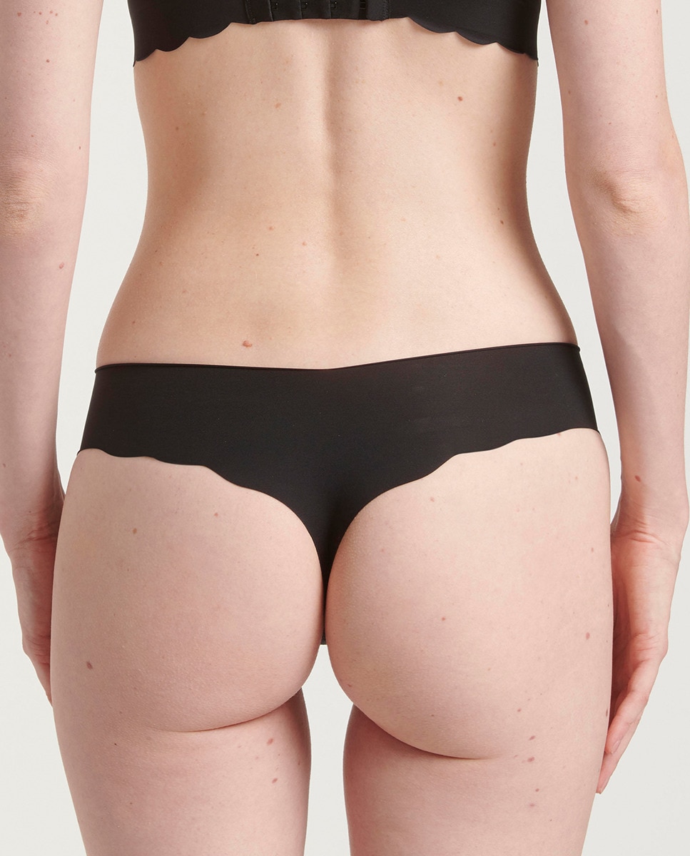 Cueca Culotte Tipo Tanga sem Costuras e em Microfibra Reciclada Preto-2