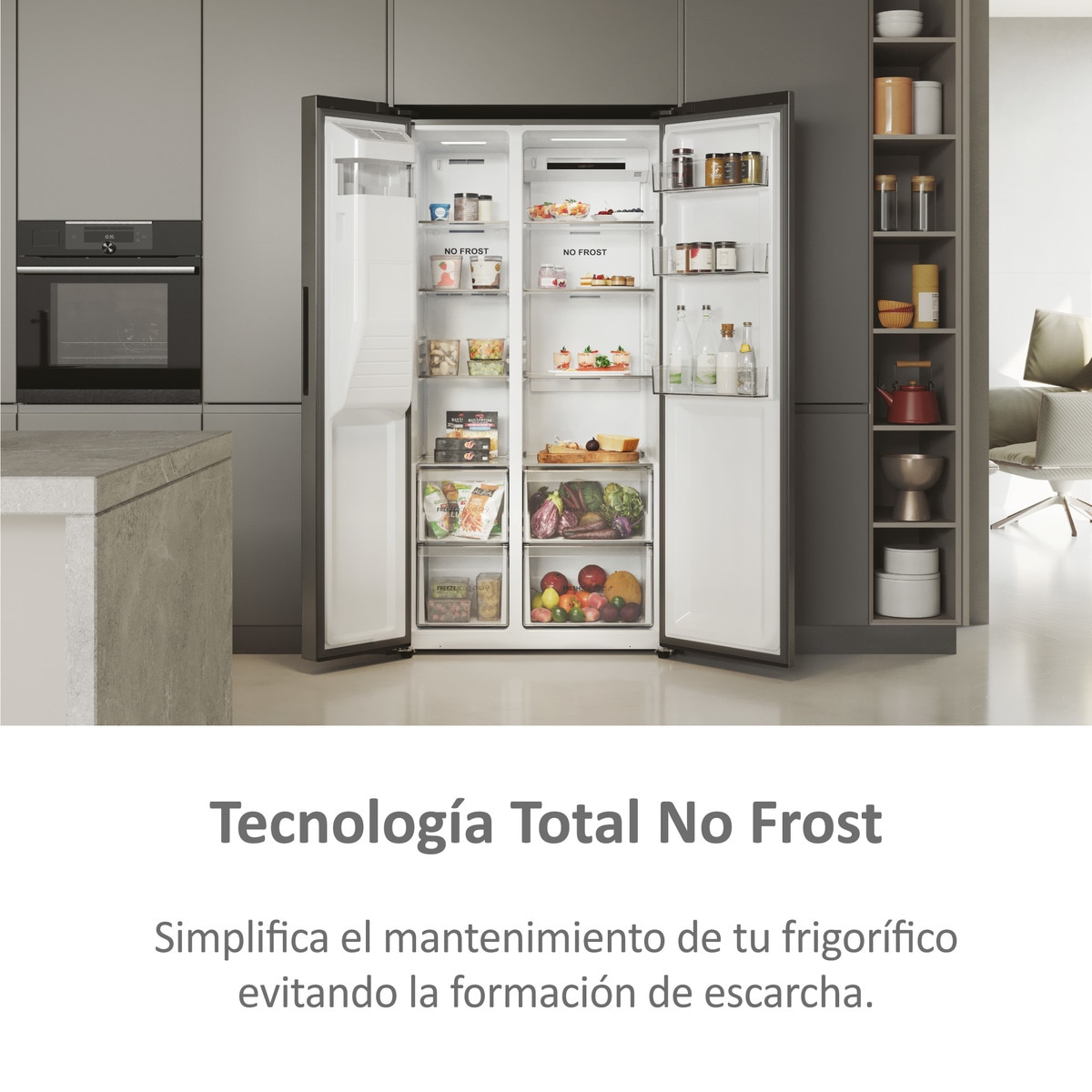 Frigorífico Americano Haier SBS 90 Series 5 HSR5918DIMP Total No frost, com Dispensador e de 177,5 cm - Inox Platino Inox-9