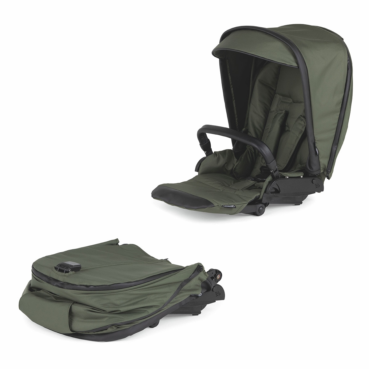 Carro de bebé Dúo Bébécar Pack Wei Soft con chasis negro Verde oscuro-5
