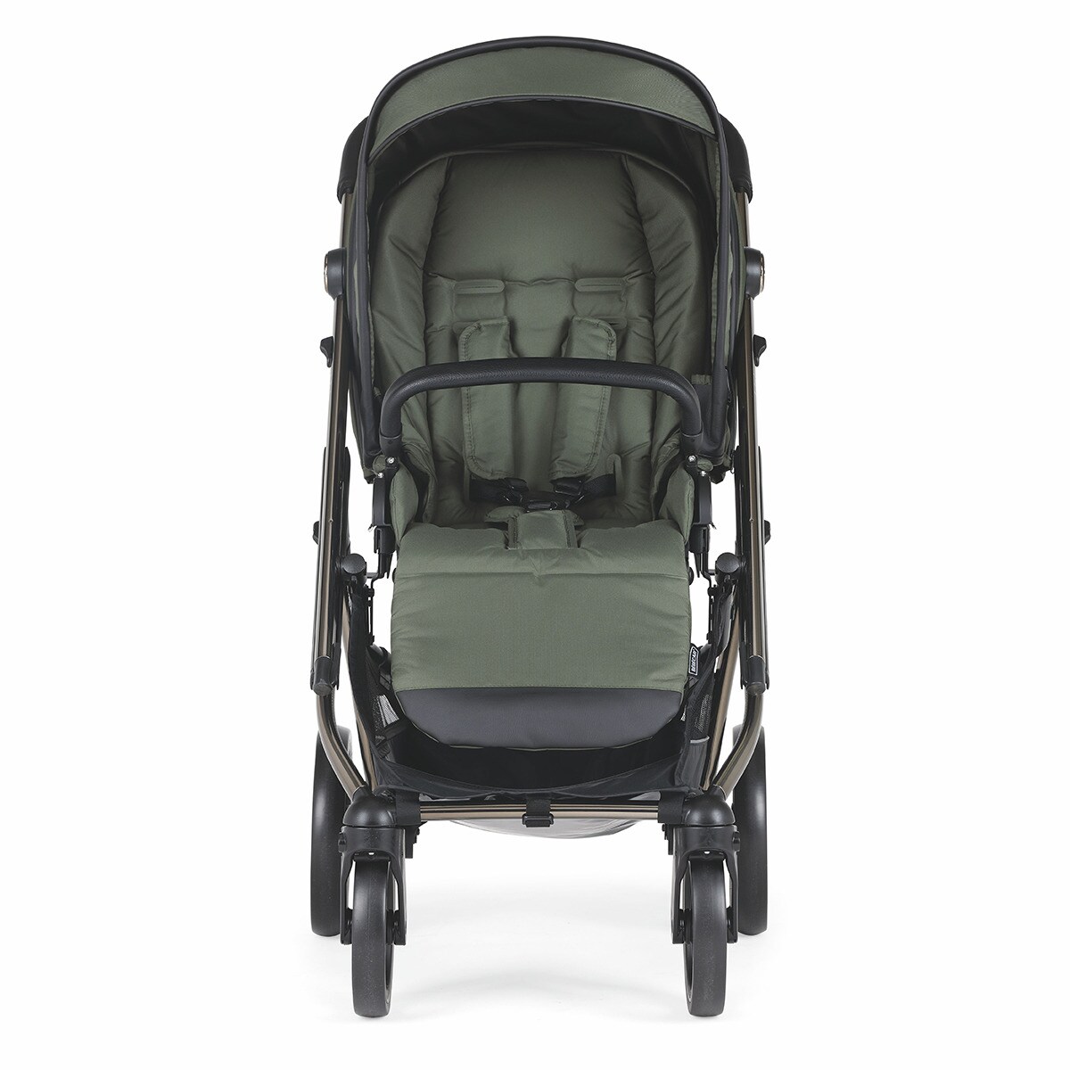 Carro de bebé Dúo Bébécar Pack Wei Soft con chasis negro Verde oscuro-4