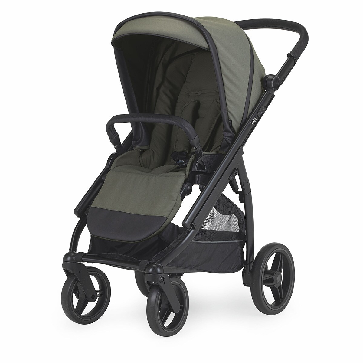 Carro de bebé Dúo Bébécar Pack Wei Soft con chasis negro Verde oscuro-3