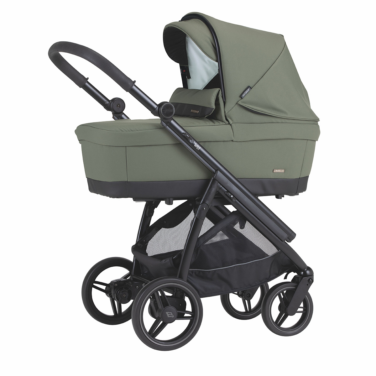 Carro de bebé Dúo Bébécar Pack Wei Soft con chasis negro Verde oscuro-2