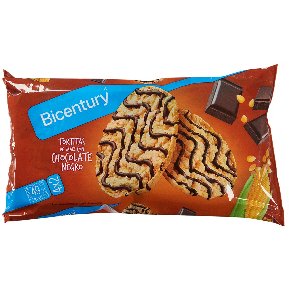 Tortitas de Milho com Chocolate Preto embalagem 91 g