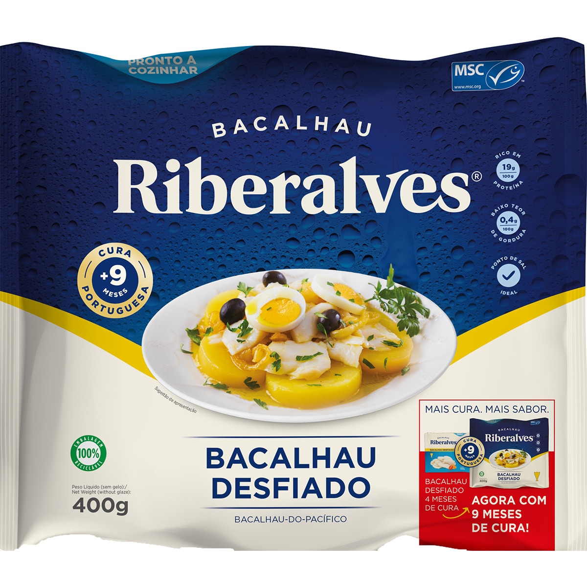 Bacalhau Desfiado Demolhado embalagem 400 g