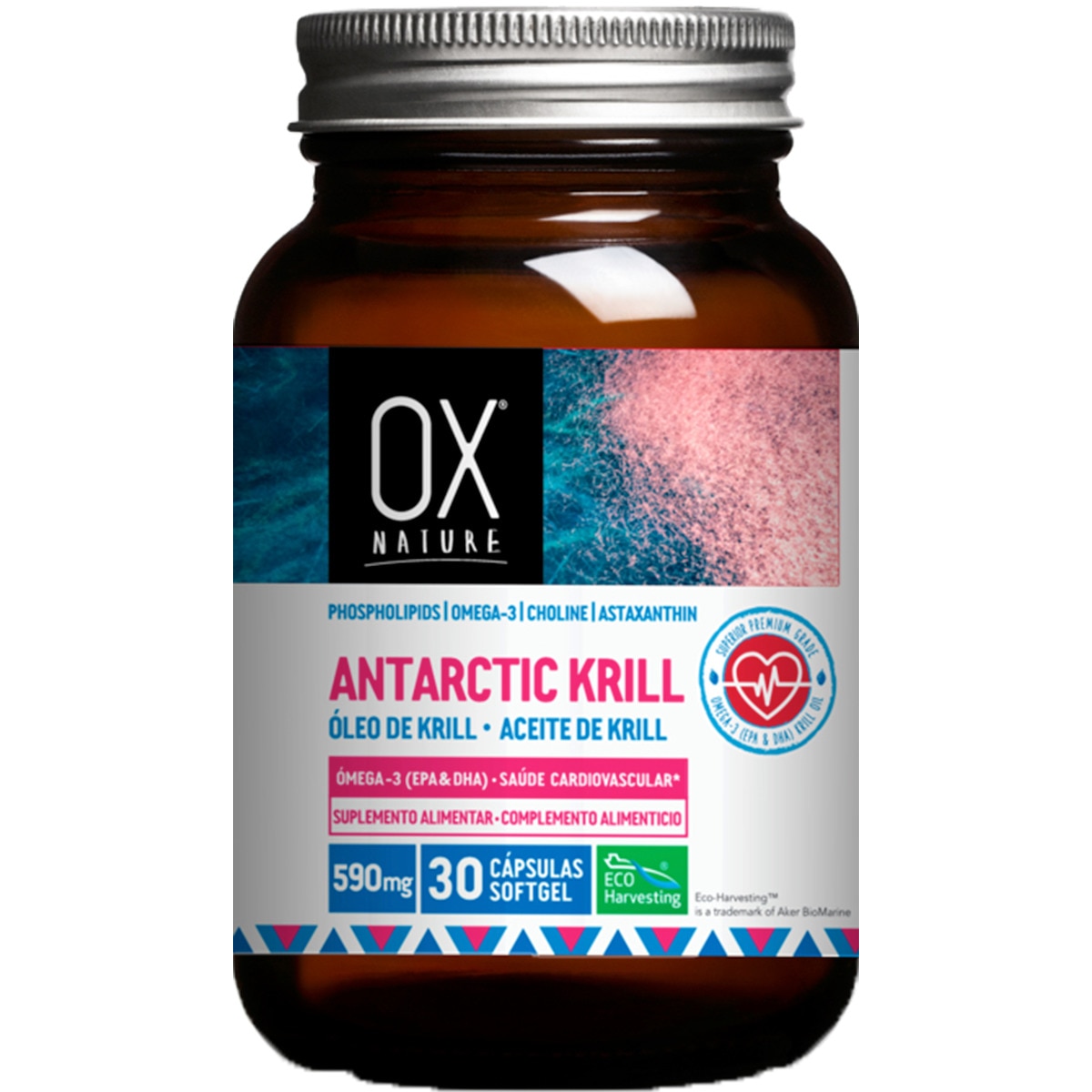 Óleo de Krill Selvagem embalagem 30 cápsulas