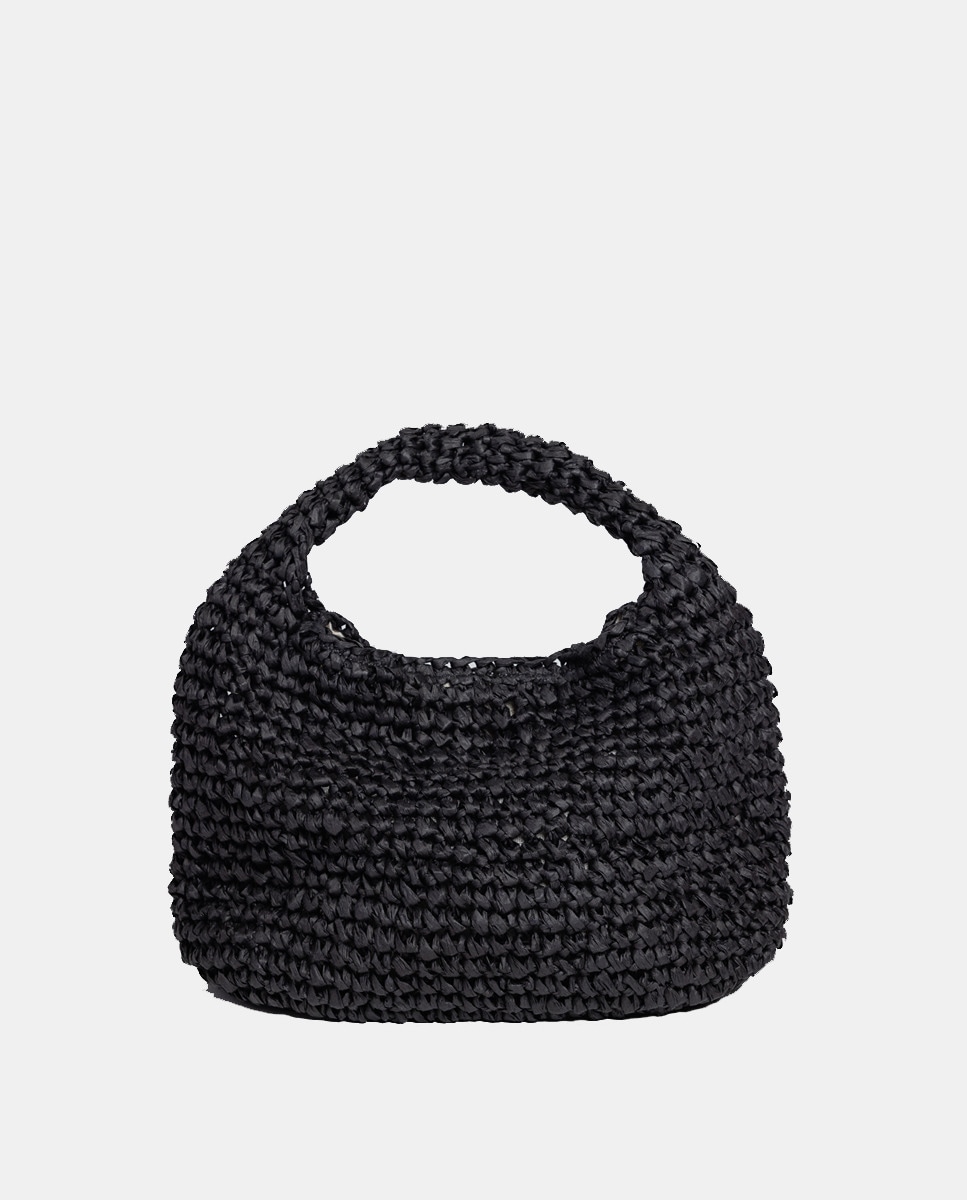 Petit sac hobo Slouch Bag en paille zippé