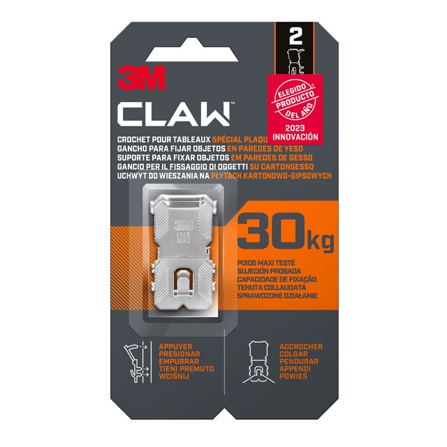 Imagen 0 de Gancho Fijacuadros Paredes Yeso Claw 30 kg - 2 Uds