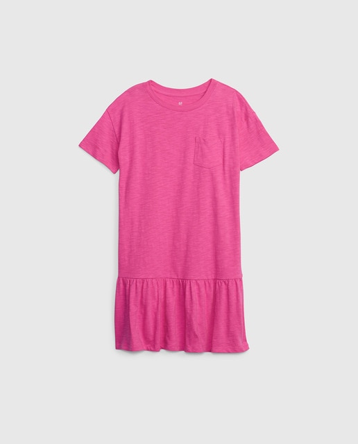 Imagen 0 de Vestido de niña manga corta cuello redondo