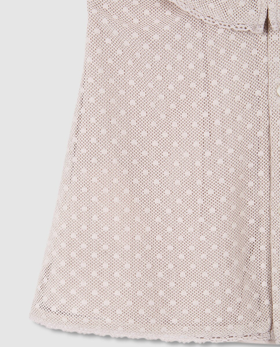 Vestido de Bebé com Tiras Bordadas e em Tule Natural-6