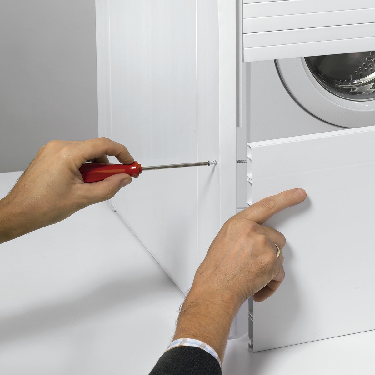 Armario PVC con puerta enrollable vertical para Lavadora Blanco-3