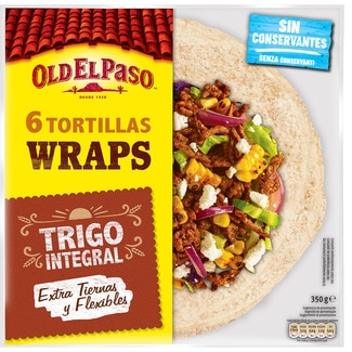 tortillas wrap de trigo integral extra tiernas 6 unidades envase 350 g - Old El Paso