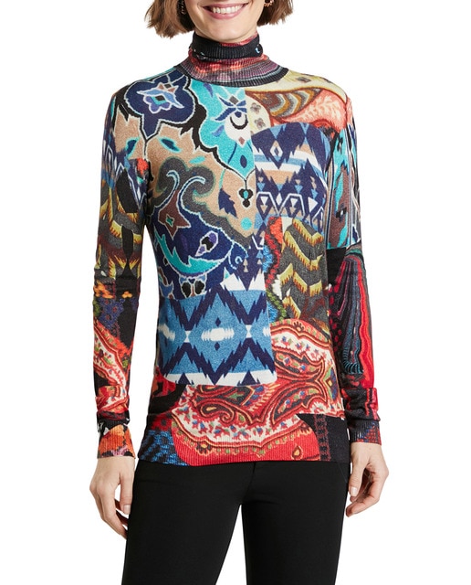 Imagen 0 de Jersey cuello alto estampado.