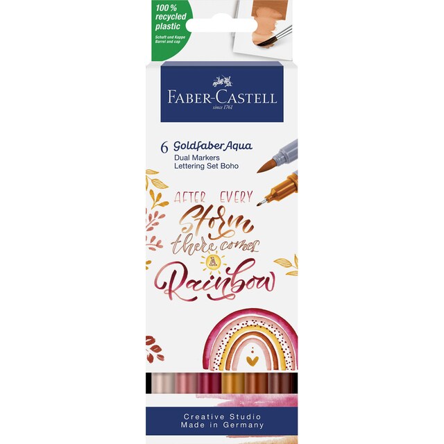 Imagen 0 de Estuche 6 Rotuladores Doble Punta Acualerable GoldFaber Aqua Dual Marker Faber-Castell Multicolor