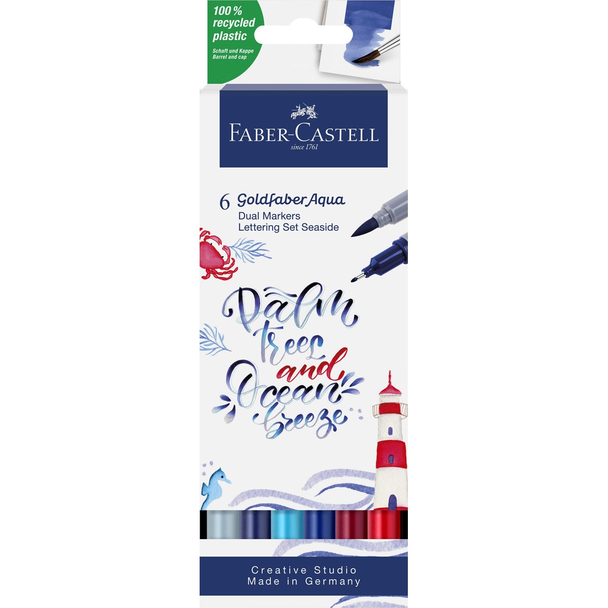 Imagen 0 de Pack 6 Rotuladores Doble Punta Acualerable GoldFaber Aqua Dual Marker Faber-Castell Multicolor