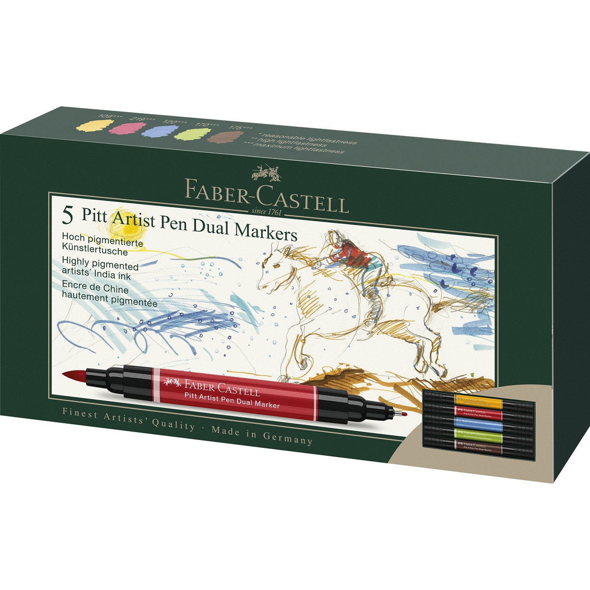 Estojo de Cartão com 5 Marcadores Pitt Artist Pen Dual Marker com Dupla Ponta Multicolor-1