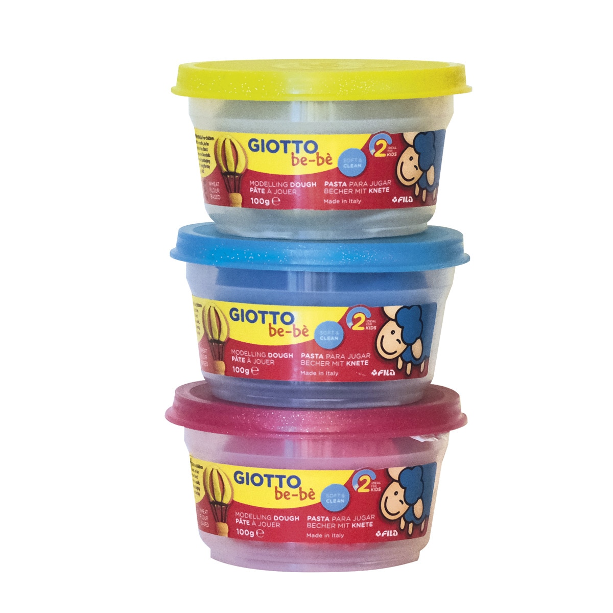 Set súper pasta para jugar bio 3 unidades 100g Giotto Be-Bè, amarillo, cyan, magenta Multicolor-2
