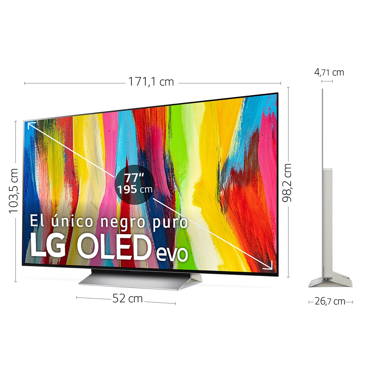 TV OLED 195 cm (77'') LG OLED77C26LD 4K SmartTV WebOS 22, HDR Dolby Vision, HDR10, Dolby Atmos Blanco-2