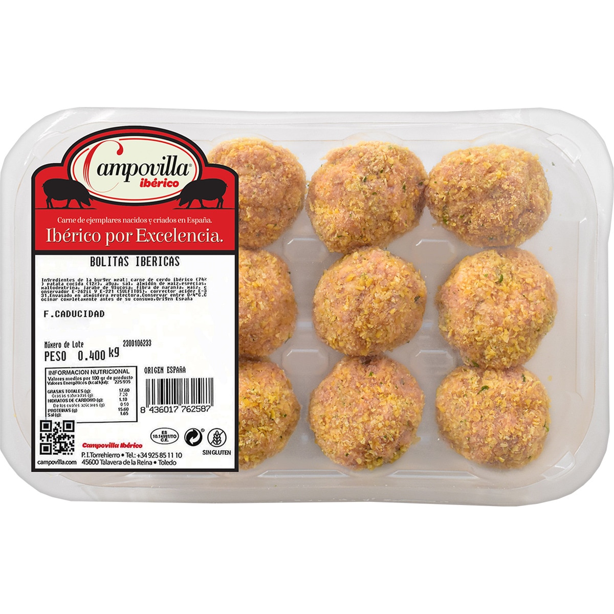 albóndigas de cerdo ibérico sin gluten bandeja 400 g