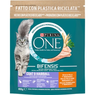 Coat&Hairball pienso para gatos adultos con pollo y cereales integrales envase 800 g - Purina One