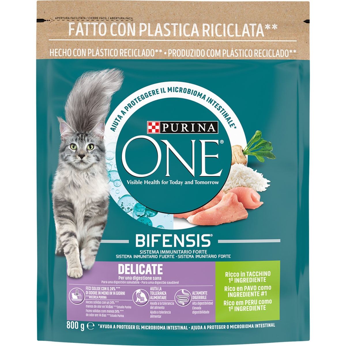 Delicate Sensitive pienso para gatos adultos con pavo y arroz envase 800 g