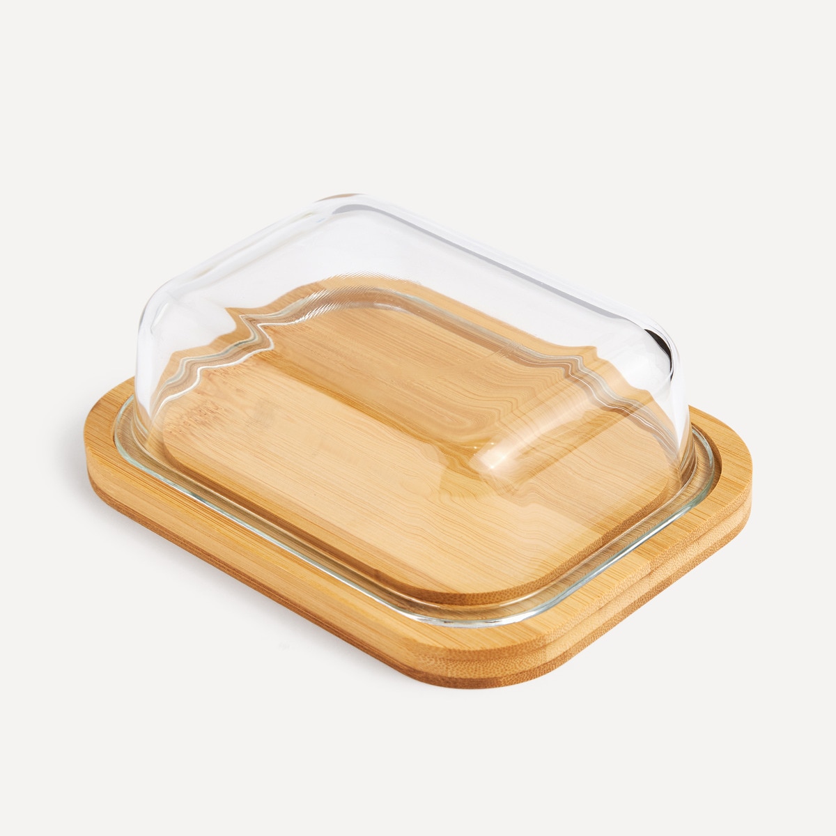 Mantequera de bambú con tapa de cristal El Corte Inglés Natural-2