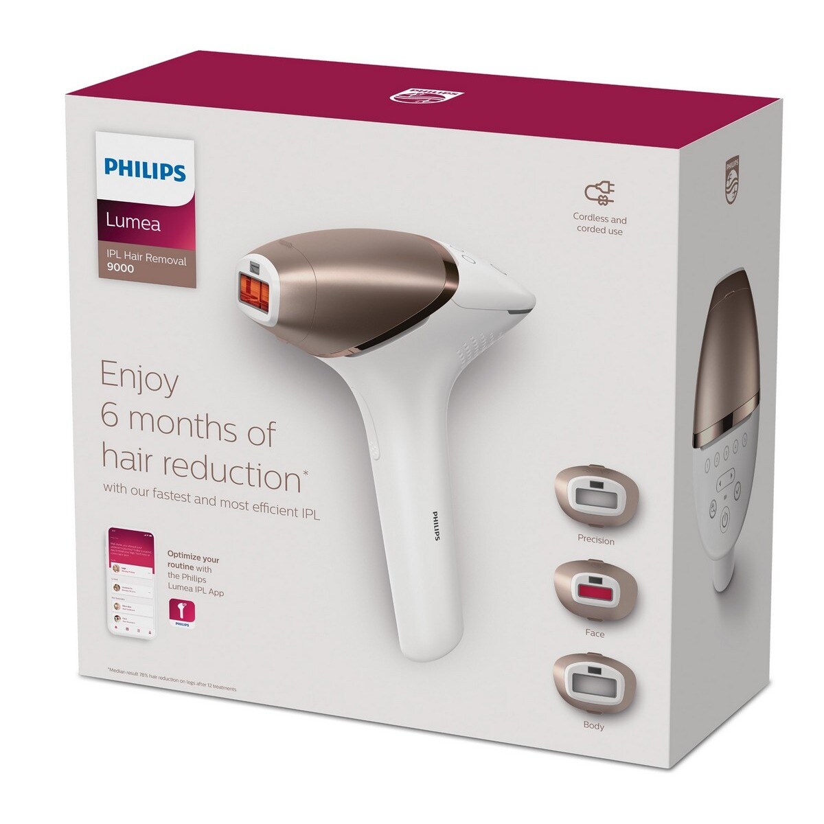 Depiladora de Luz Pulsada IPL Philips BRI955/01 para Rosto, Corpo e Zonas Sensíveis, Tecnologia SenseIQ, 450.000 disparos, 110-240V + App - Branco Branco-12
