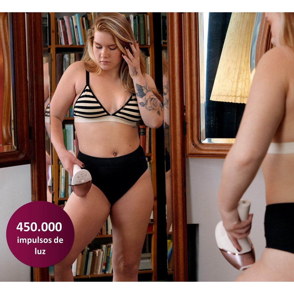 Depiladora de Luz Pulsada IPL Philips BRI955/01 para Rosto, Corpo e Zonas Sensíveis, Tecnologia SenseIQ, 450.000 disparos, 110-240V + App - Branco Branco-7