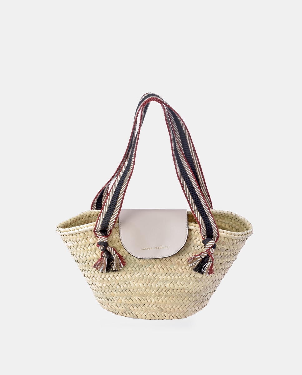 Cabas Ibiza en feuilles de palmier et cuir à détails