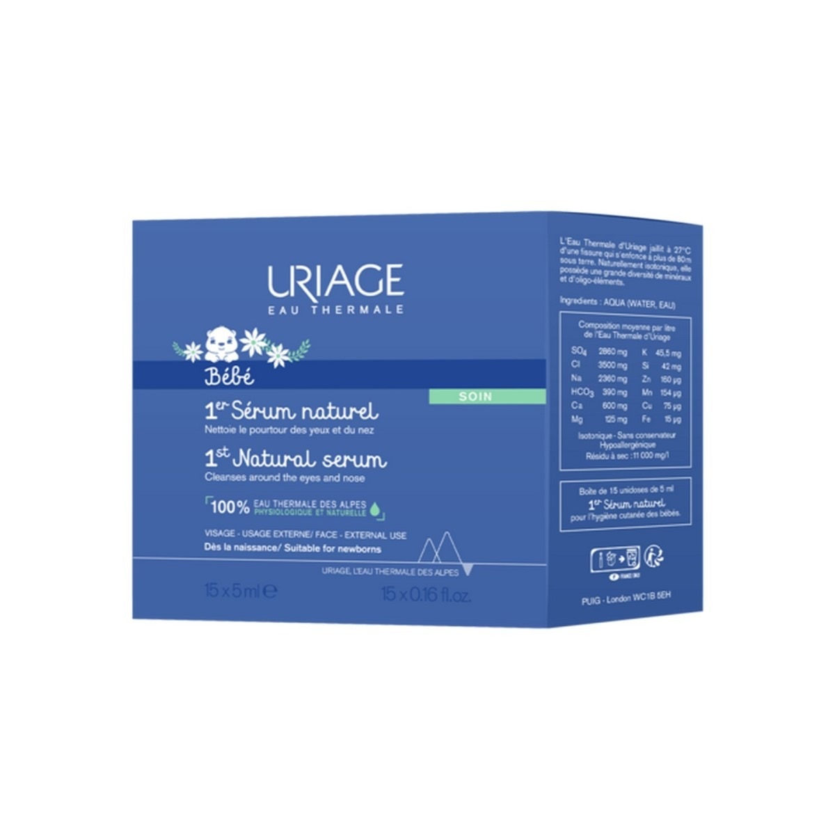 Imagem 0 de 1º Soro Fisiológico Natural Uriage Bebé - 15x5 ml