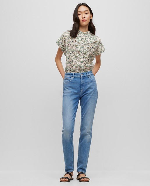 Imagem 0 de Jeans Slim Fit em Tecido de Ganga Super Elástica - Azul