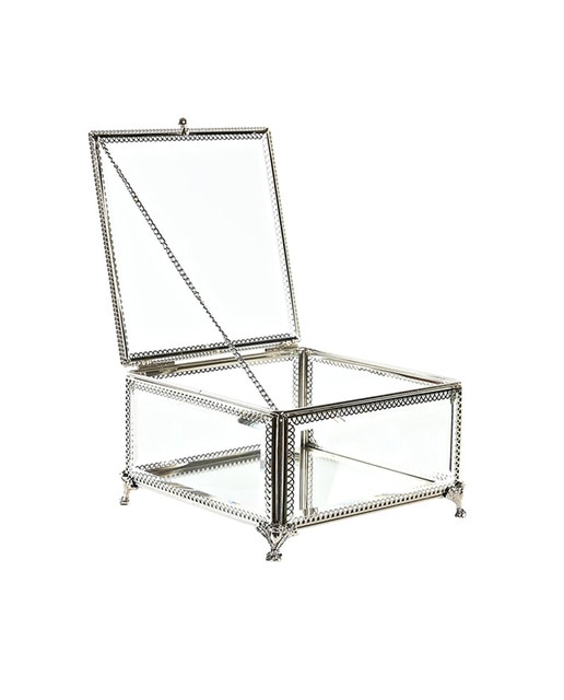 Imagen 0 de Joyero cristal metal 16x16x10 brillante plateado